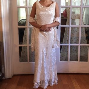 Long Cream Dress with shawl